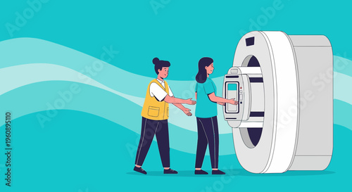 Radiologist Guides Patient into MRI Scanner for Medical Imaging Scan