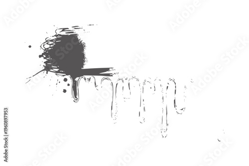 Black ink whisk with dripping splatter abstract