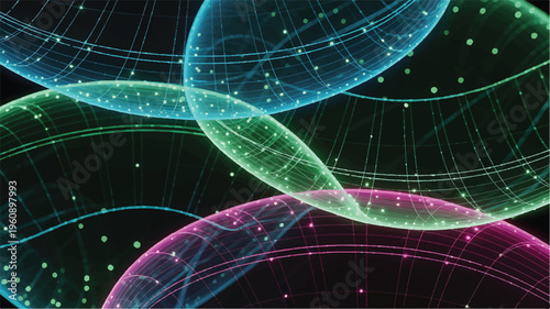 Vibrant digital illustration of rising growth patterns unfolding in space.