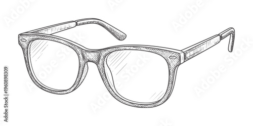 Hand drawn black framed eyeglasses with clear lenses style