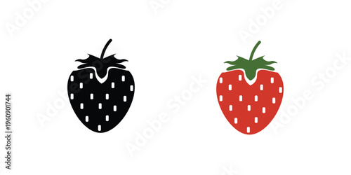 Strawberry icons pack in black and colored version