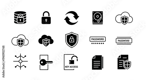 Security Icons Set for Protection and Safety.