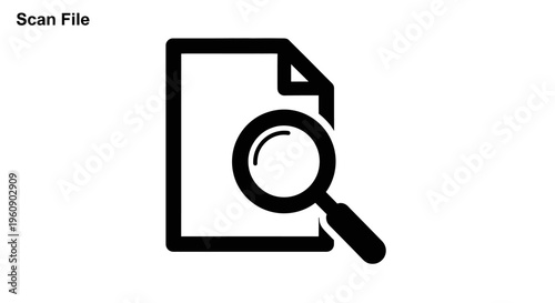 Magnifying Glass Examining Document File Icon.