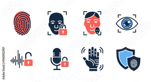 Security Icons Featuring Biometric Authentication Methods.