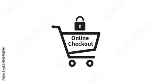 Secure Online Shopping Cart with Lock Symbol.