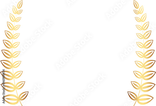 Award gold laurel branch. Laurel Leadership wreath. Sports emblem of winner. Golden olive branch as symbol of victory. Graduation frame. Vector Illustration EPS 10.