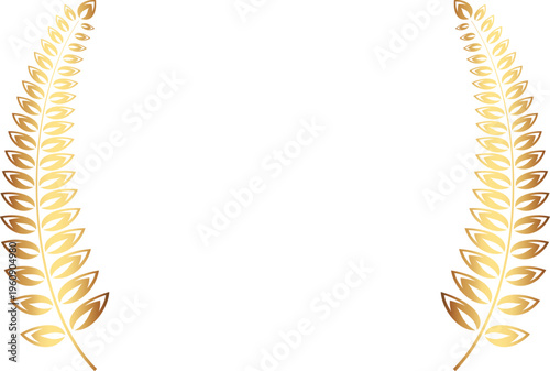 Award gold laurel branch. Laurel Leadership wreath. Sports emblem of winner. Golden olive branch as symbol of victory. Graduation frame. Vector Illustration EPS 10. 