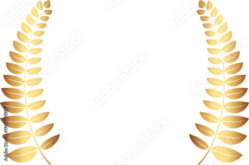 Award gold laurel branch. Laurel Leadership wreath. Sports emblem of winner. Golden olive branch as symbol of victory. Graduation frame. Vector Illustration EPS 10. 