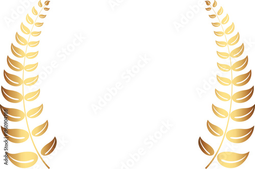 Award gold laurel branch. Laurel Leadership wreath. Sports emblem of winner. Golden olive branch as symbol of victory. Graduation frame. Vector Illustration EPS 10. 