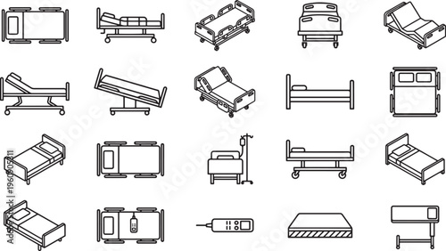 A collection of diverse beds with varying styles, textures, and designs. Showcasing the concept of comfort, rest, and recovery. 