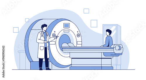 Doctor Explains MRI Scan to Patient in Modern Medical Imaging Room