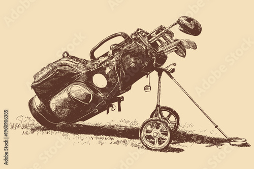 Golf bag illustration, vector background. This vector illustration can be used in any size you like for advertising, logos, and other work.