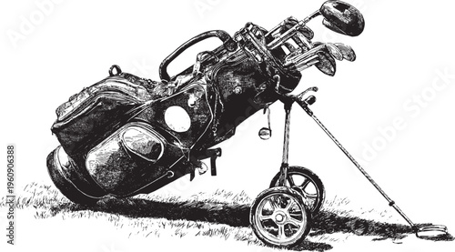 Golf bag illustration, vector background. This vector illustration can be used in any size you like for advertising, logos, and other work.