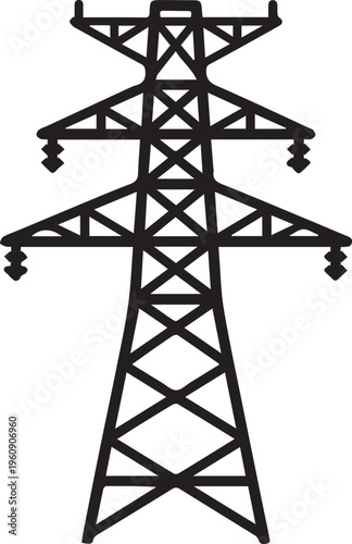 Power Transmission Tower Pylon Silhouettes
