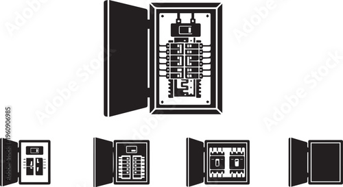 Residential Circuit Breaker Panel Box Silhouettes