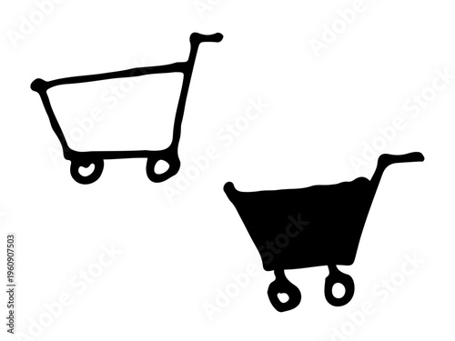 シンプルな手書きの買い物カート