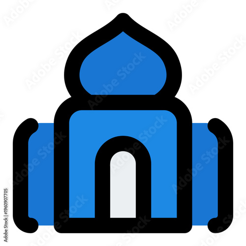 Mosque Filled Line Icon Vector, Bold Outline Building and Architecture Symbol for City, Real Estate and Construction Concept