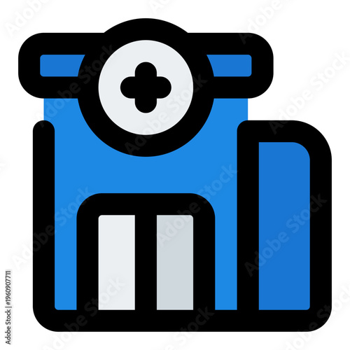 Hospital Filled Line Icon Vector, Bold Outline Building and Architecture Symbol for City, Real Estate and Construction Concept