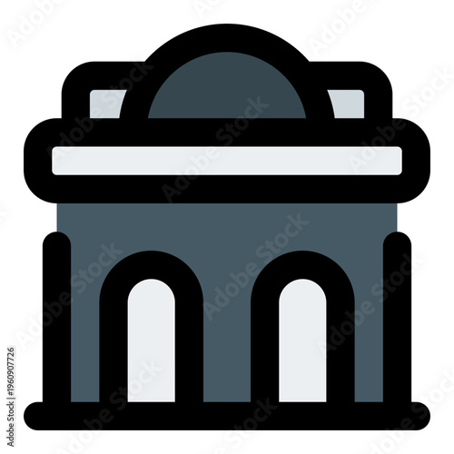 Government Building Filled Line Icon Vector, Bold Outline Building and Architecture Symbol for City, Real Estate and Construction Concept