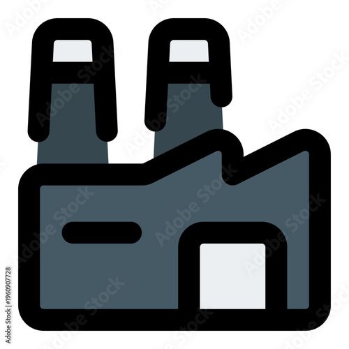 Factory Filled Line Icon Vector, Bold Outline Building and Architecture Symbol for City, Real Estate and Construction Concept