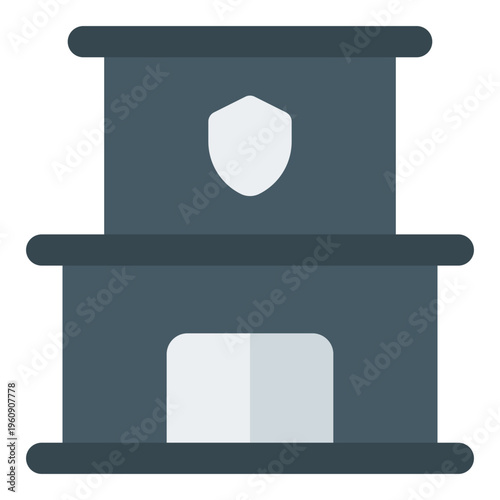 Police Station Flat Icon Vector, Colorful Building and Architecture Symbol for City, Real Estate and Construction Concept