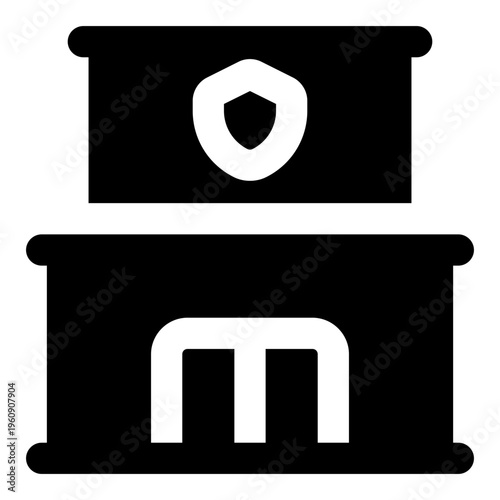Police Station Glyph Icon Vector, Solid Building and Architecture Symbol for City and Real Estate Concept