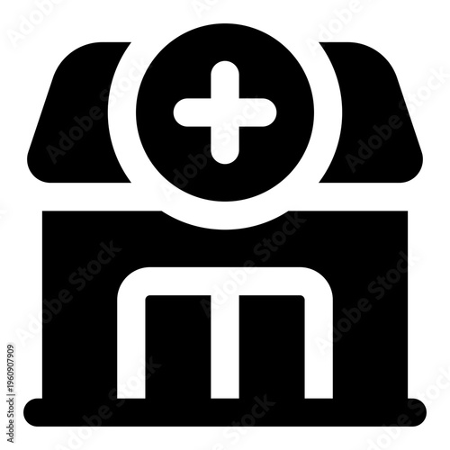 Pharmacy Glyph Icon Vector, Solid Building and Architecture Symbol for City and Real Estate Concept