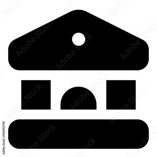 Museum Glyph Icon Vector, Solid Building and Architecture Symbol for City and Real Estate Concept