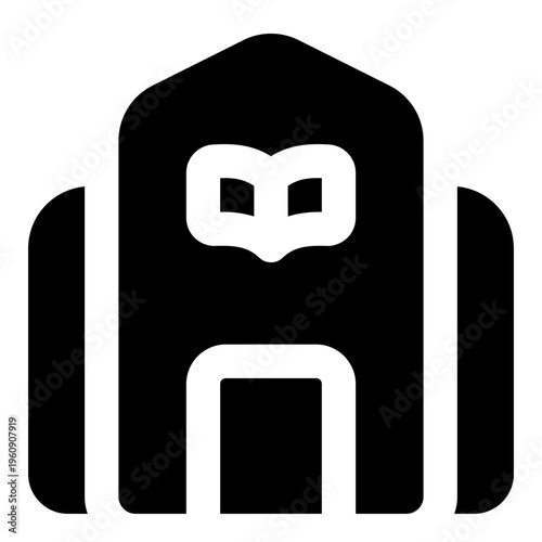 Library Glyph Icon Vector, Solid Building and Architecture Symbol for City and Real Estate Concept