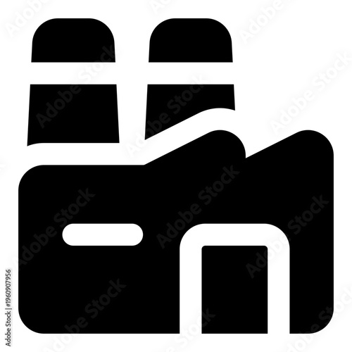 Factory Glyph Icon Vector, Solid Building and Architecture Symbol for City and Real Estate Concept