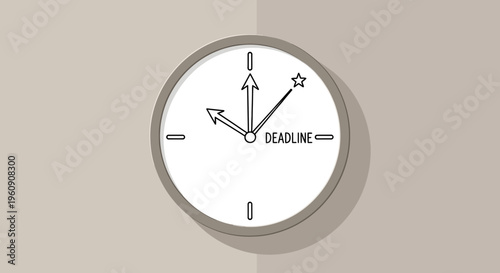 A clock on a wall with deadline.