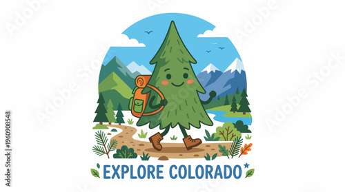 Explore Colorado A Happy Evergreen Hiker with a Backpack in a Mountain Landscape
