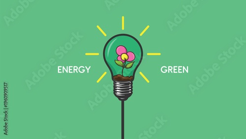 Energy-efficient lamps combined with plants symbolize environmentally friendly practices for a better future. Ideal for sustainability concepts in design projects.