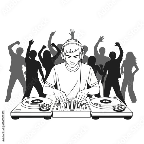 DJ mixing music at a party.