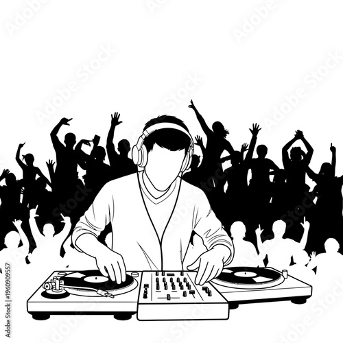 DJ mixing music at a party.