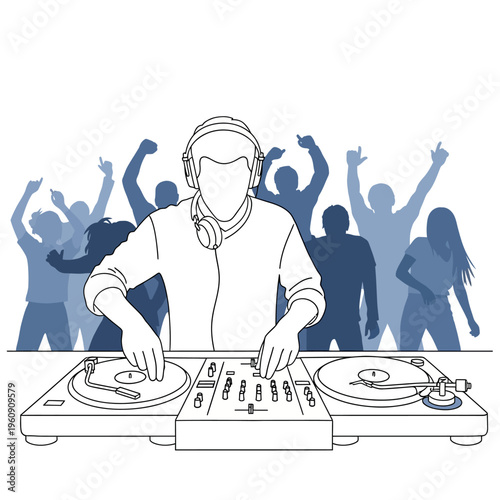 DJ Mixing Music at Party Event.