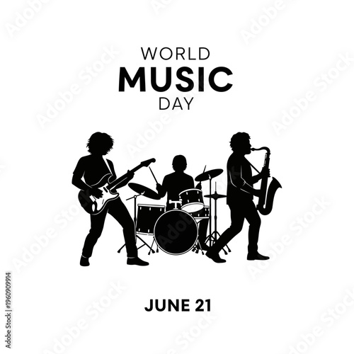 Music Band Silhouette World Music Day.