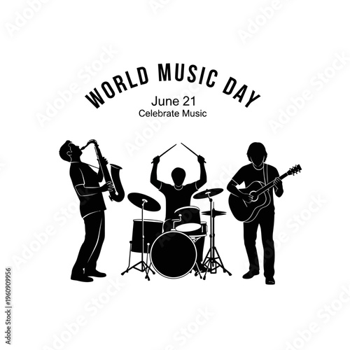 Musicians playing instruments in band.