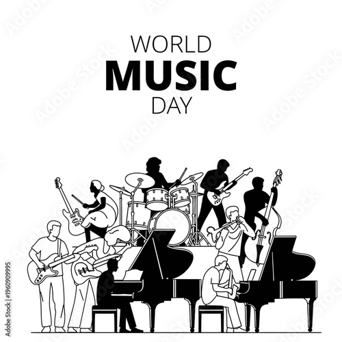 Musicians playing various musical instruments together.