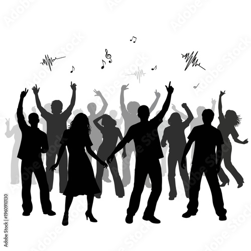 People dancing in a party scene.