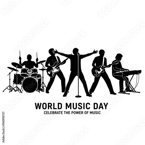 Silhouette of musicians playing instruments together.