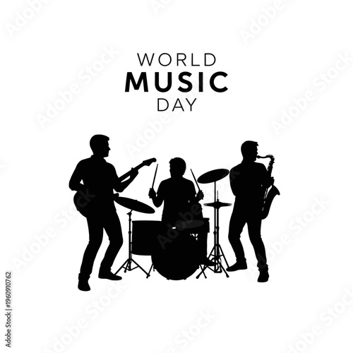 Silhouette of musicians playing instruments together.