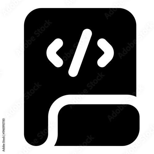 Script Glyph Icon Vector, Solid Coding and Programming Symbol for Developer and Web Design Concept
