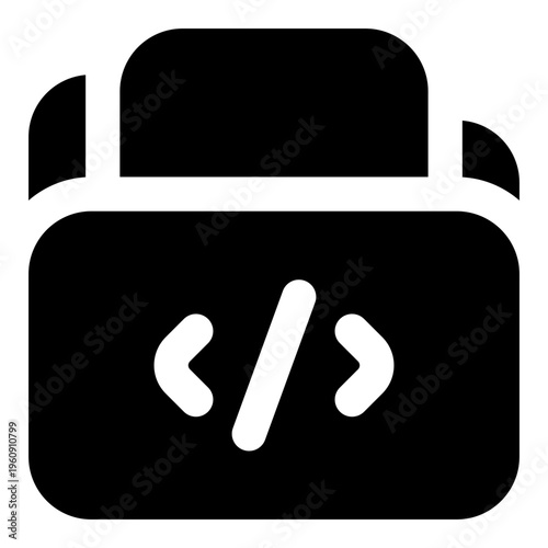 Folder Glyph Icon Vector, Solid Coding and Programming Symbol for Developer and Web Design Concept