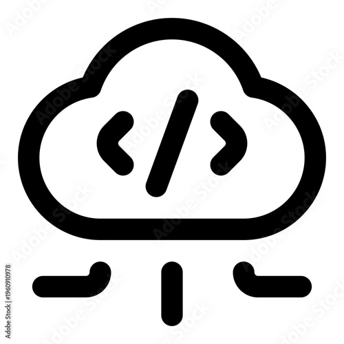 Cloud Code Line Icon Vector, Modern Outline Coding and Programming Symbol for Developer and Web Design Concept