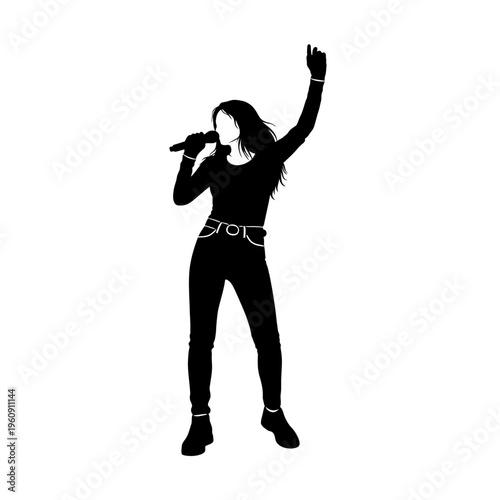 Singer Performing on Stage with Microphone.