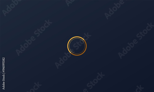 A minimalist design featuring a thin golden circle centered against a deep navy blue background
