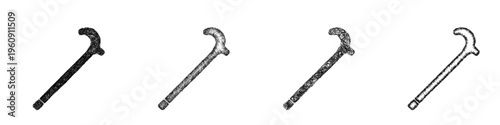 Sketch elderly walking cane icon design set