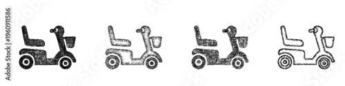 Sketch mobility scooter icon design set