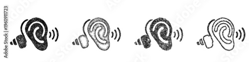 Sketch hearing aid icon design set